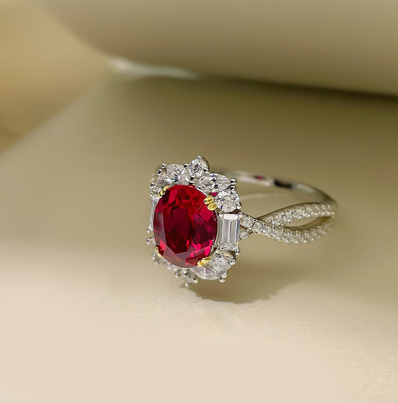 Luxury Pigeon Blood Red Full Diamond Ring -R2032