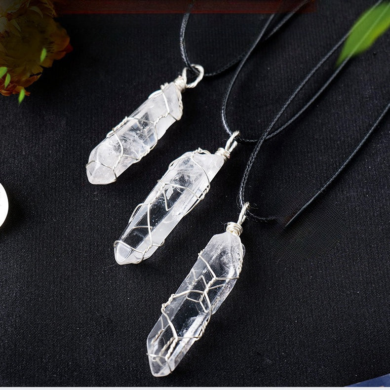 Natural white crystal single crystal silver silk necklace -20230128