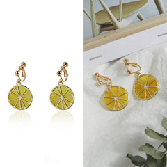 Lovely and sweet fruit kumquat spiral ear clip -EC137G