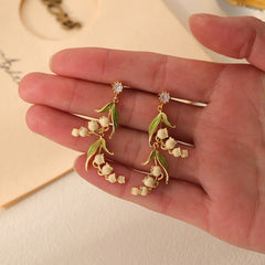 Light Luxury Lily of the Valley medieval drop glaze earrings -DMS00428