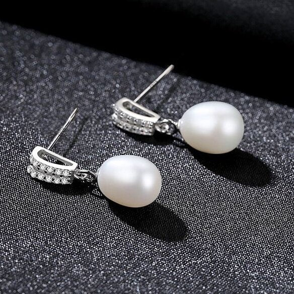 Fashion S925 Silver Natural Freshwater Pearl Stud earrings -FE9159