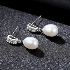 Fashion S925 Silver Natural Freshwater Pearl Stud earrings -FE9159