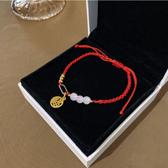 Opal five Fortune Gate red rope braided transfer bracelet -S269RF