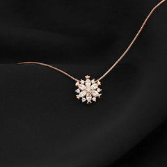 Rose gold Snowflake collarbone necklace -D938