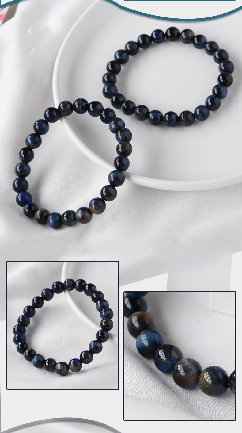 Natural blue gold tiger eyes Stone single circle beaded bracelet -20220530BGT