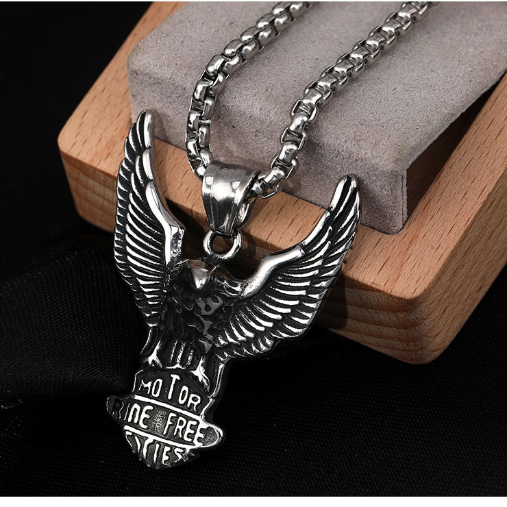 Eagle wings overbearing tide cool student titanium steel necklace -NE232