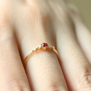 Red Romantic Delicate Lady Ring -R753-YGD