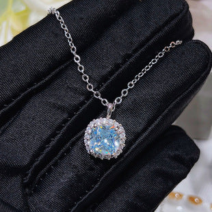 Light luxury Aquamarine Zircon Necklace -D1438BLU