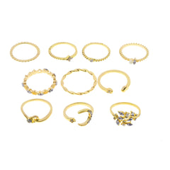 Bohemian Wind Star Moon 10-piece ring Set -RG274G