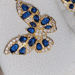 18K Gold plated Blue Zirconium diamond Butterfly earrings -DZ042BL