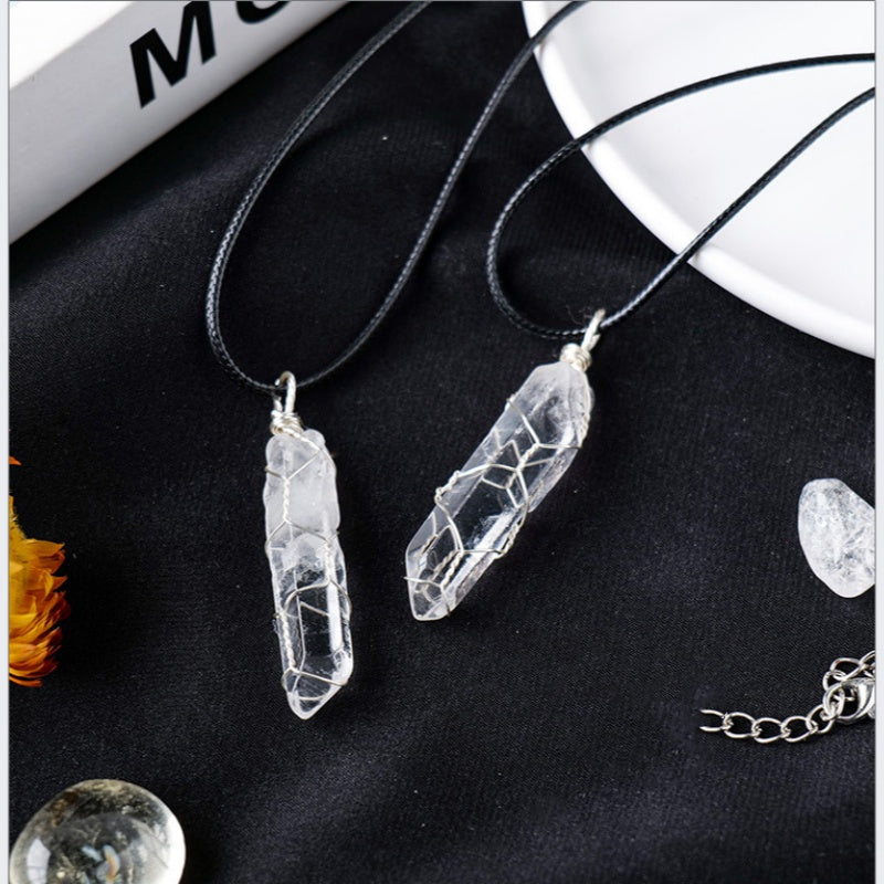 Natural white crystal single crystal silver silk necklace -20230128