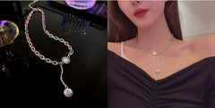 ins wind Smiley face Titanium steel Heavy industry sweater chain necklace -X420S