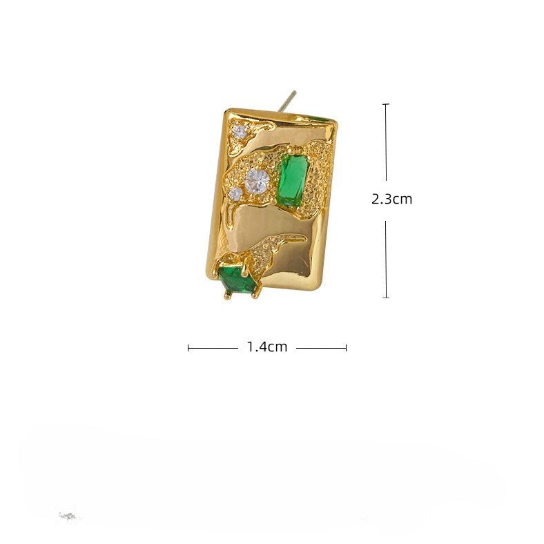 Fashion square emerald Zircon earrings 925 Silver Needle -DMS00091