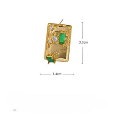 Fashion square emerald Zircon earrings 925 Silver Needle -DMS00091