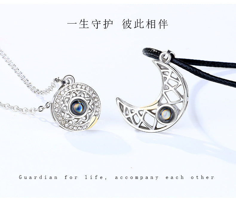 Magnetic sun & moon 100 languages I love u necklace for couples HPX006/HPX007/HPX008