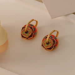 New Chinese enamel drop glaze national style earrings -DMS00430