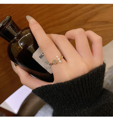 Heart Pearl Open Adjustable Ring Ring -J734G