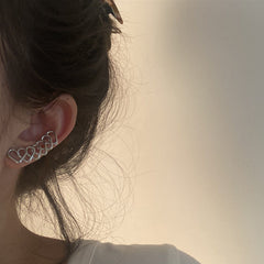 Geometric Love earrings left ear Silver single -ER255S
