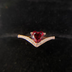 Dove Blood Red Garnet Ring with diamond -JZ075