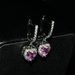 Luxury diamond Pink Crystal love earrings -E902