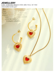 Red agate Earrings with Unfading Love Heart -ER309G