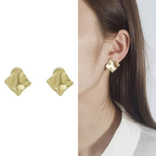 Irregular sculptured ear clips in gold or silver-EC125G