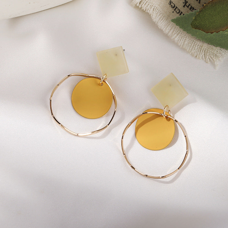 New European and American curved edge yellow hoop earrings -ER155