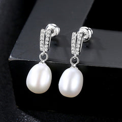 Fashion S925 Silver Natural Freshwater Pearl Stud earrings -FE9159