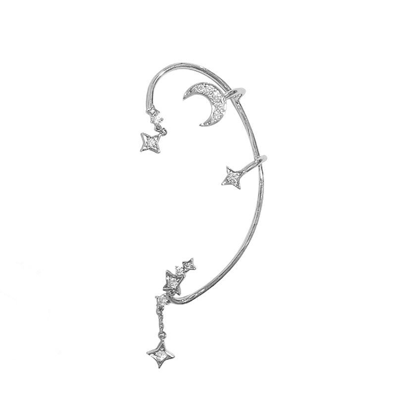 Diamond Moon Star Earless piercing Left ear single -EC263S