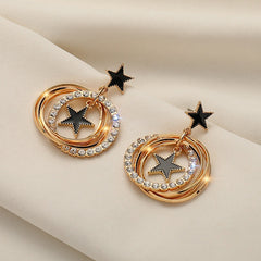 S925 Silver Needle Double Star Diamond earrings -ER179