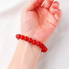 Natural red agate round beaded bracelet -20220530RAG