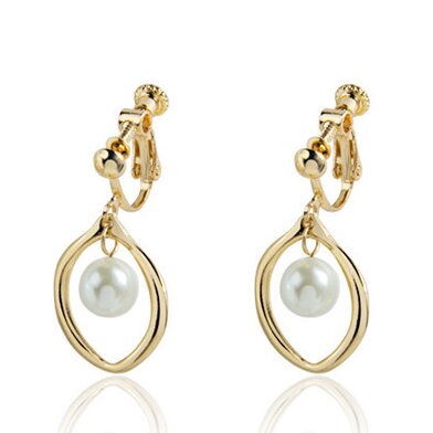 Elegant temperament flower pearl earrings without piercing-EC135G