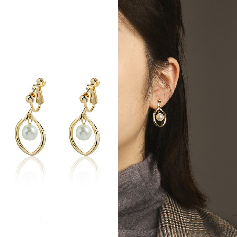 Elegant temperament flower pearl earrings without piercing-EC135G