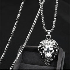 Lion Head Punk Club street dance titanium steel necklace -NE248