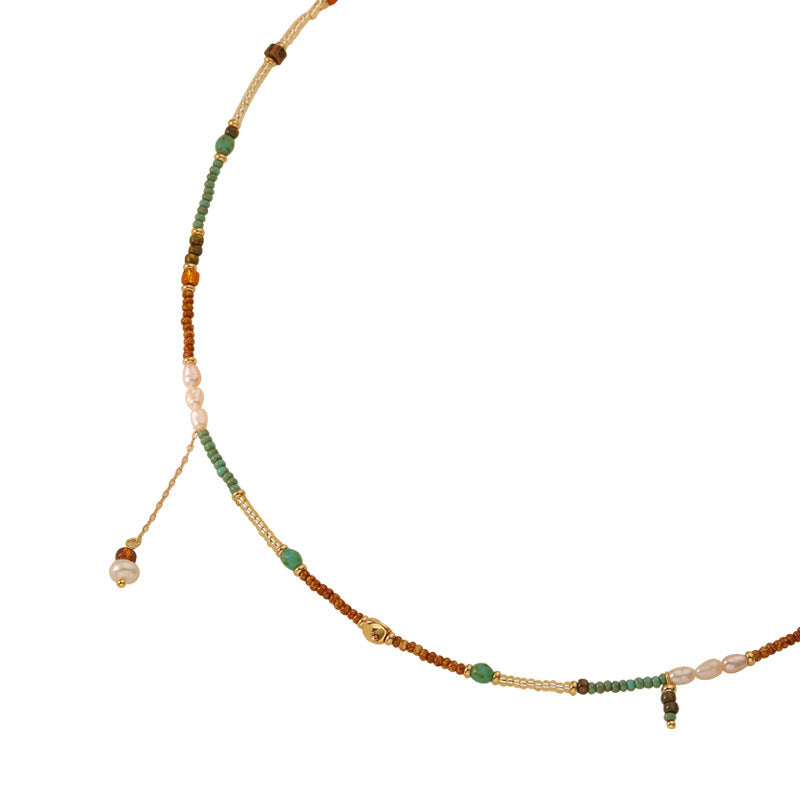 Freshwater Pearl Colorful Millet beaded Necklace with Fringe -DMS00366