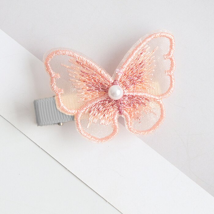 Orange Embroidered Butterfly hairpin for kids and teens -HA219
