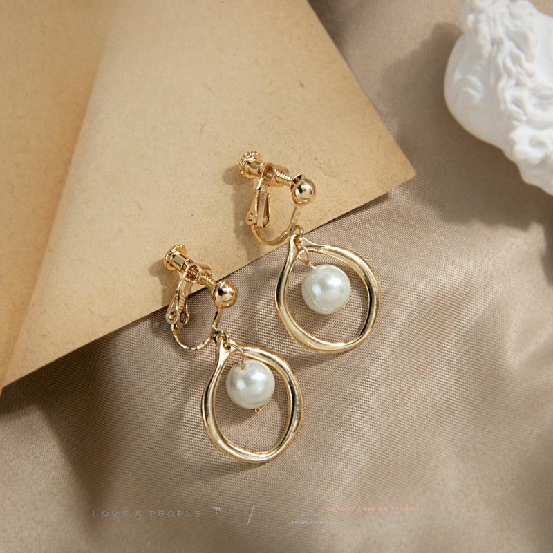 Elegant temperament flower pearl earrings without piercing-EC135G