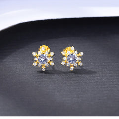 Delicate Snowflake 925 Silver Stud Earrings -SE21011612