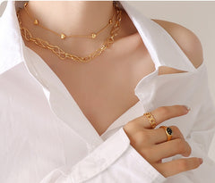 Korean sweet heart titanium steel gold-plated necklace -NE320G