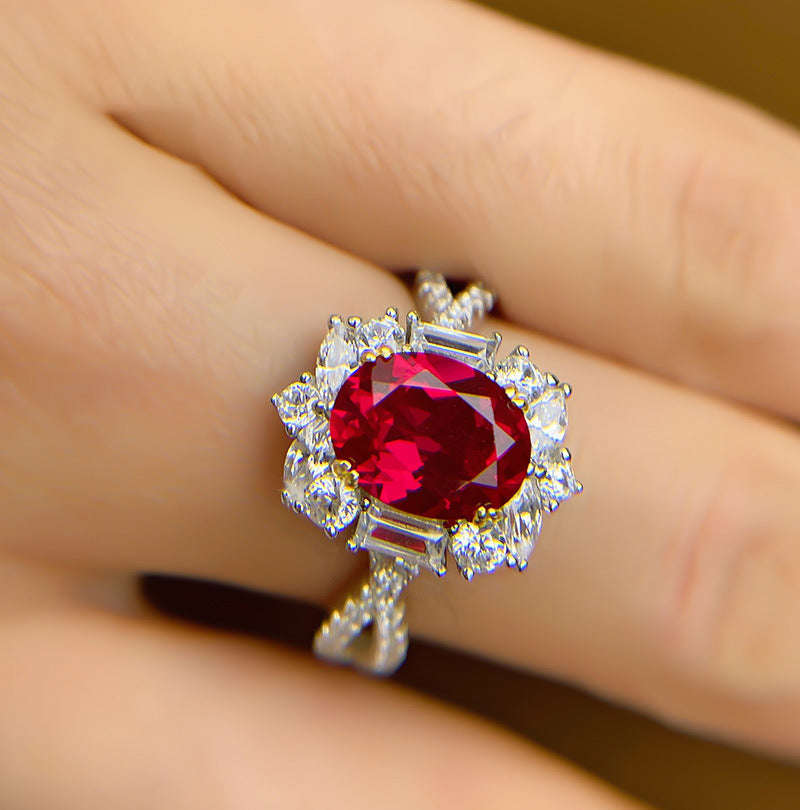 Luxury Pigeon Blood Red Full Diamond Ring -R2032