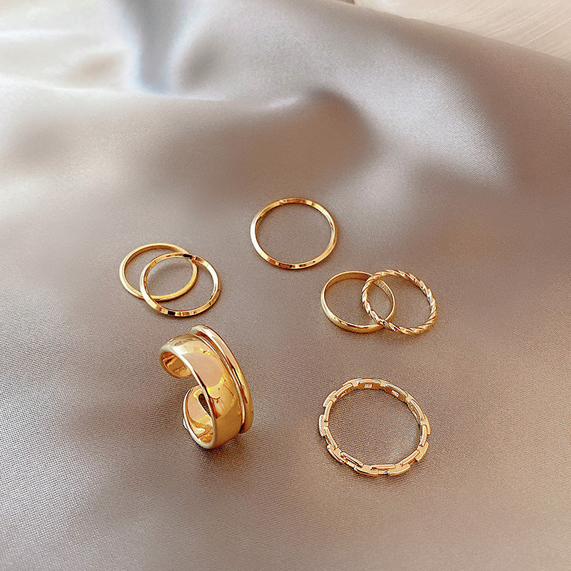 Gold Fashion 7 piece Ring Set -J164G