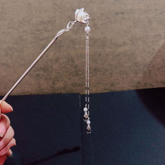 Ancient Hanfu pan hair pearl hairpin silvery 1 -HA205S