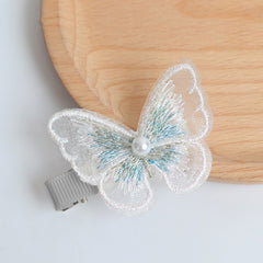 Elegant white embroidered butterfly hairpin -HA213