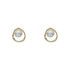 Irregular ring ear clip with pearl -KE033