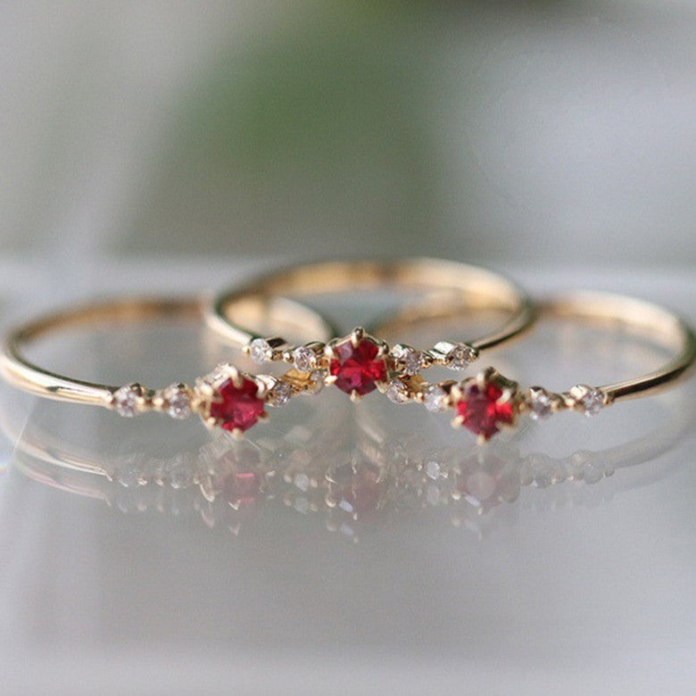 Red Romantic Delicate Lady Ring -R753-YGD