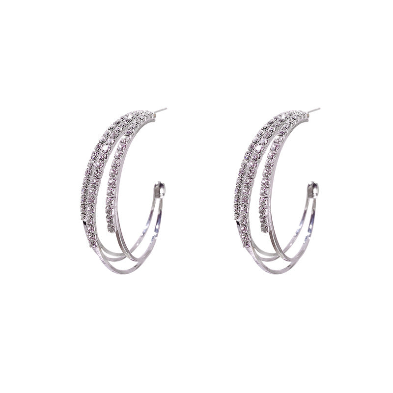 Moon bend full of diamond earrings -E1010G