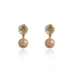 Elegant temperament flower pearl earrings without piercing -KD009