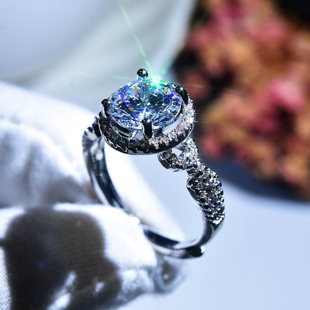 Super Flash Luxury 3 carat Blue Diamond Sugar Tower Ring -MSR022