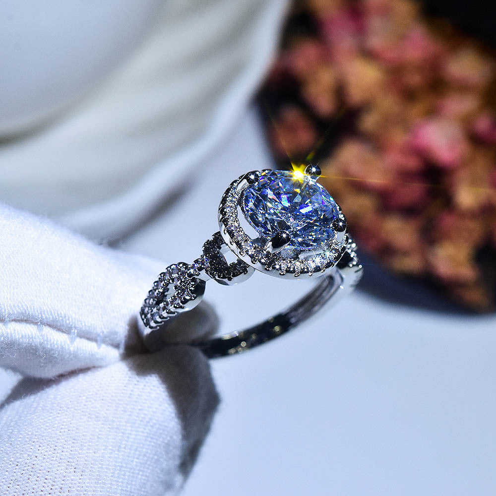 Super Flash Luxury 3 carat Blue Diamond Sugar Tower Ring -MSR022