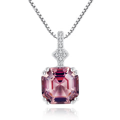 Key to Wealth High Clarity Sugar Cube Morganite S925 Sterling Silver Necklace - SN0106